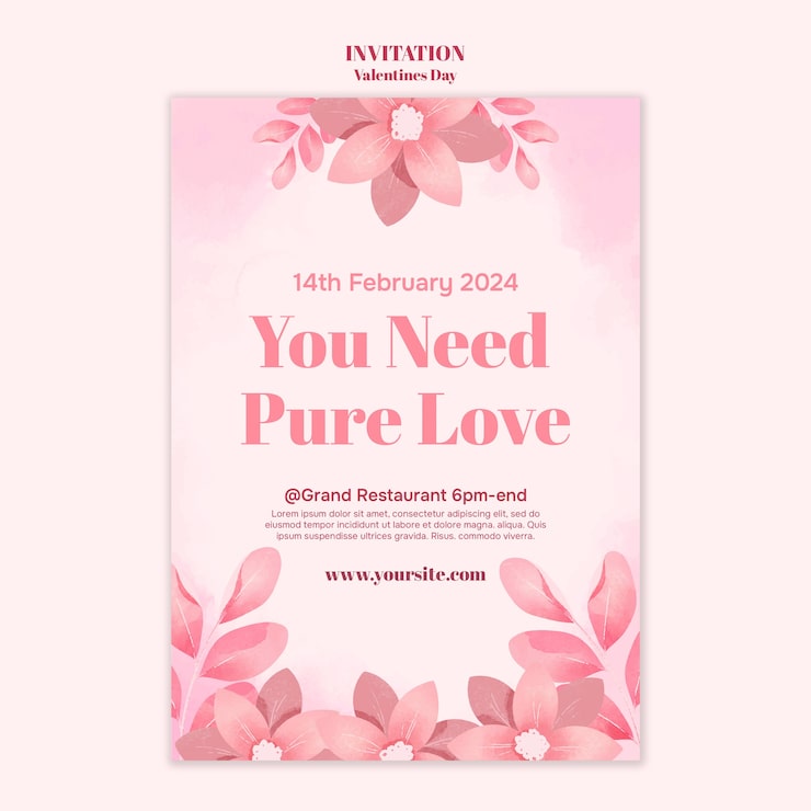 PSD gratuito plantilla de invitación para la celebración del día de san valentín