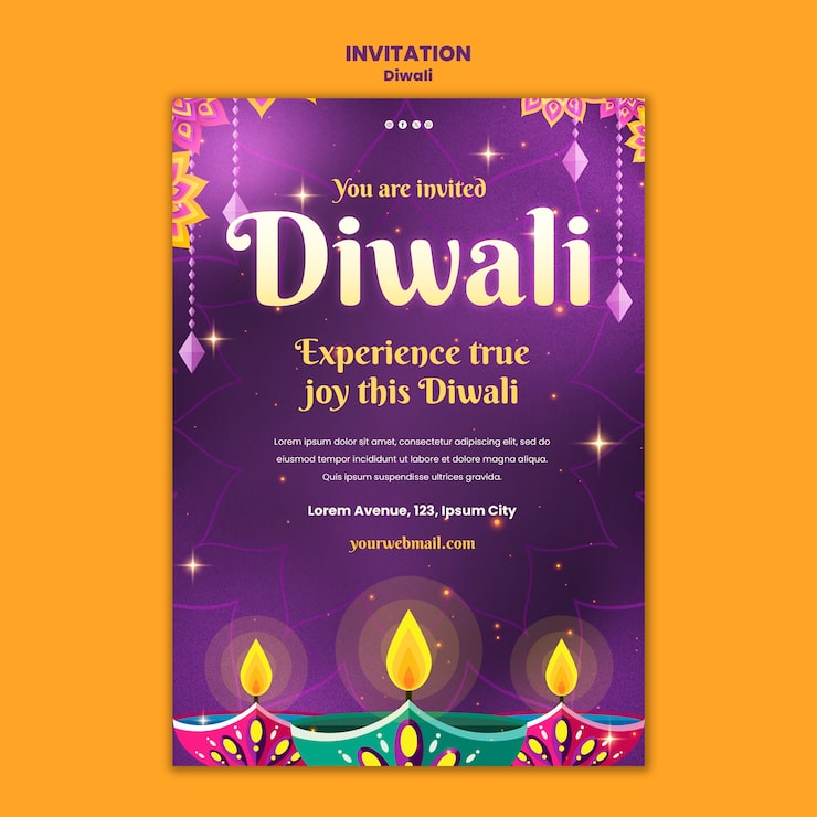 PSD gratuito plantilla de invitación para la celebración de diwali