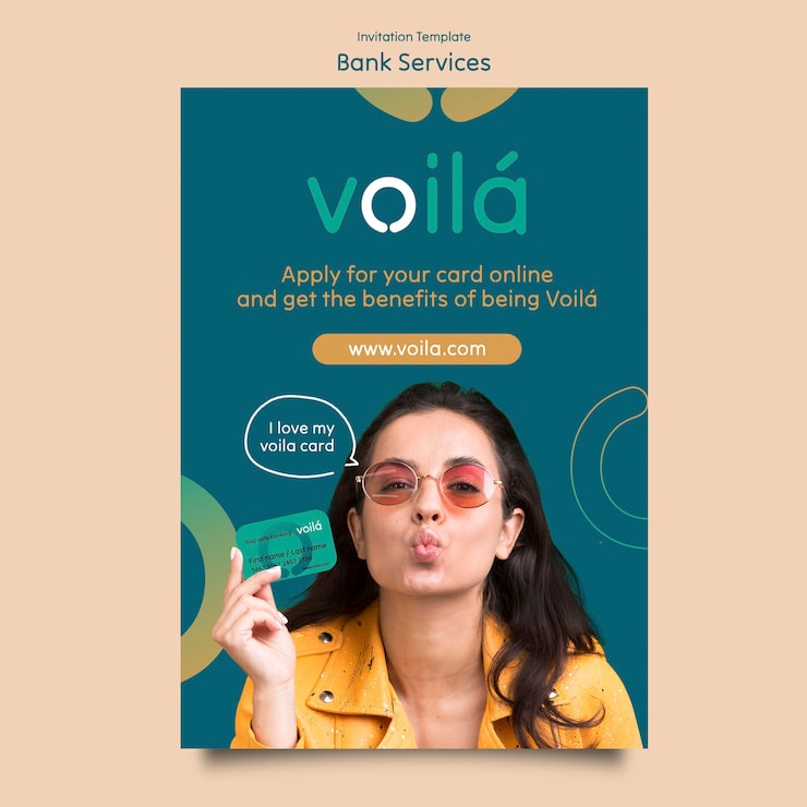 PSD gratuito plantilla de invitación de servicios bancarios