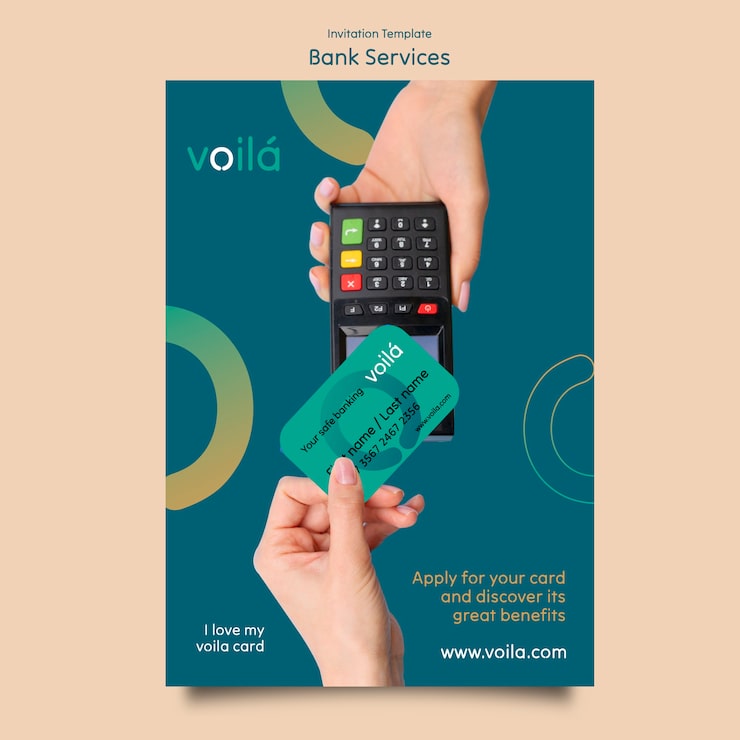 PSD gratuito plantilla de invitación de servicios bancarios