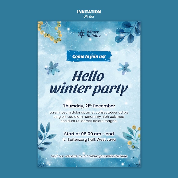 PSD gratuito plantilla de invitación de temporada de invierno