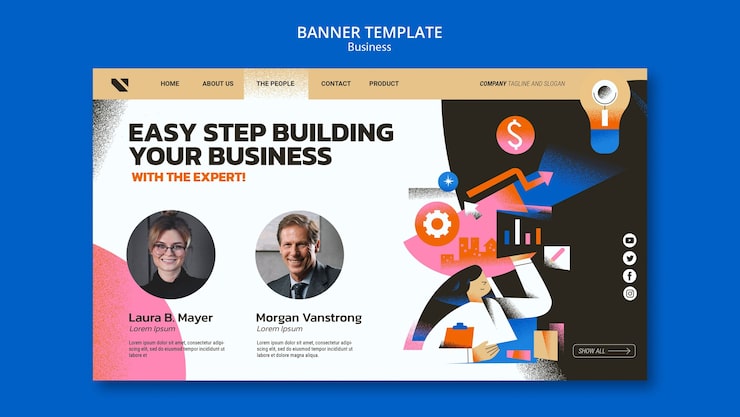 PSD gratuito plantilla de landing page de soluciones de negocios