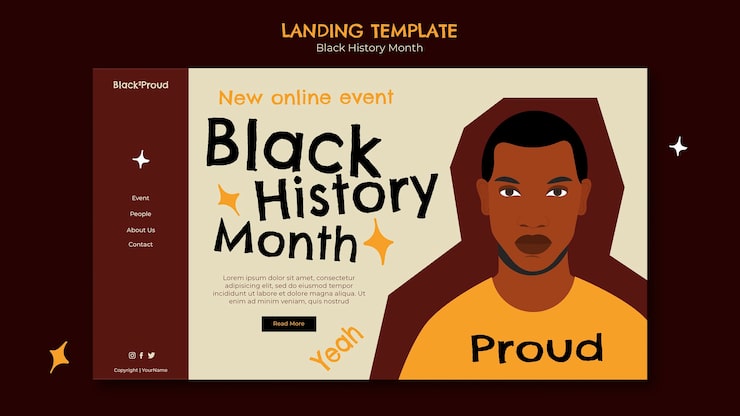 PSD gratuito plantilla de mes de historia negra de diseño plano