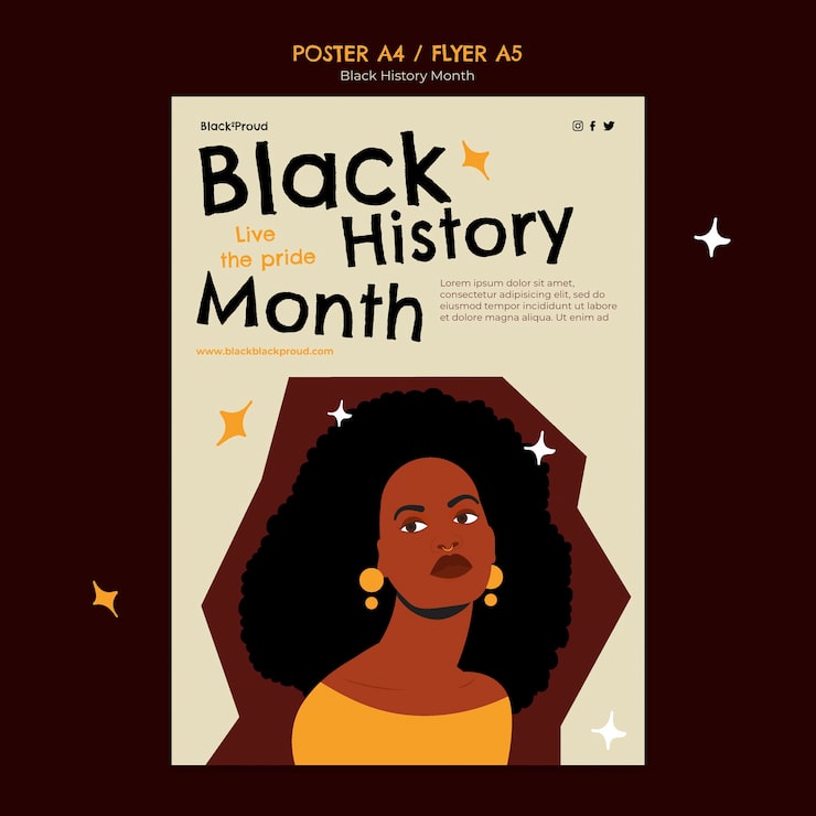 PSD gratuito plantilla de mes de historia negra de diseño plano