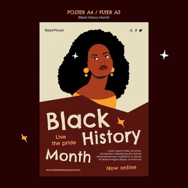 PSD gratuito plantilla de mes de historia negra de diseño plano