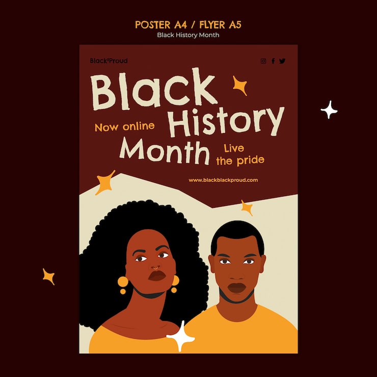 PSD gratuito plantilla de mes de historia negra de diseño plano