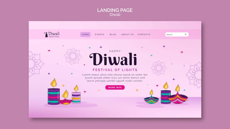 PSD gratuito plantilla de la página de aterrizaje de la celebración de diwali