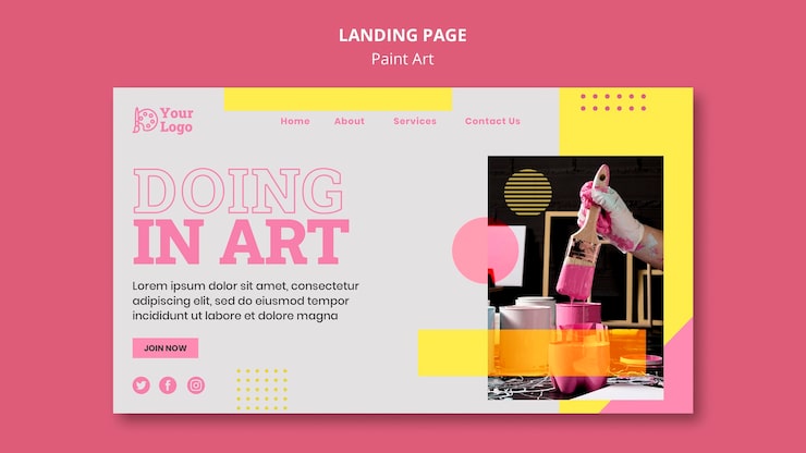 PSD gratuito plantilla de página de destino del concepto de arte de pintura