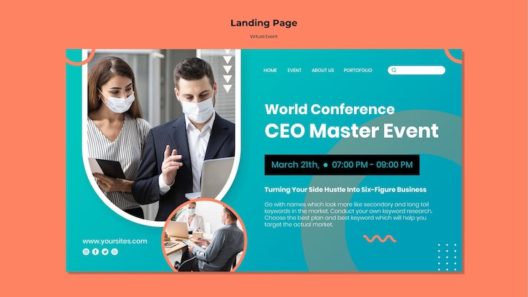 PSD gratuito plantilla de página de destino para la conferencia de eventos principales de ceo