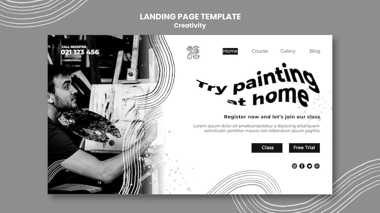 PSD gratuito plantilla de página de destino de creatividad
