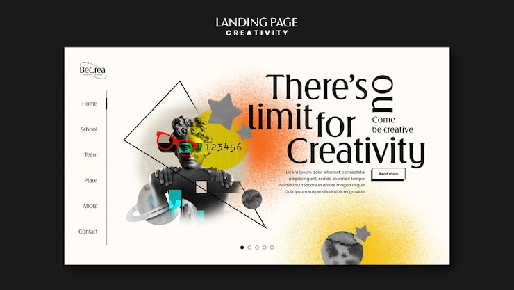 PSD gratuito plantilla de página de destino para la creatividad.