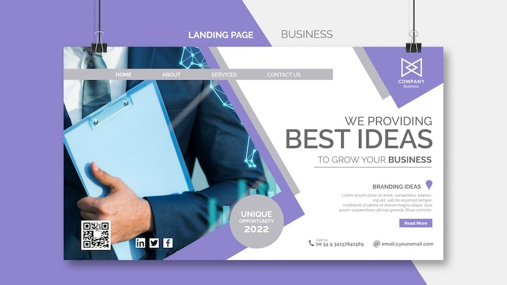 PSD gratuito plantilla de página de destino empresarial de diseño plano