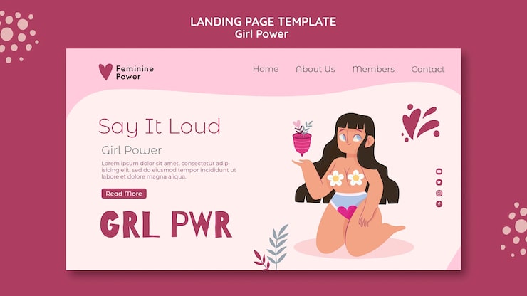 PSD gratuito plantilla de página de destino de girl power