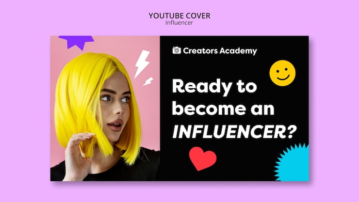 PSD gratuito plantilla de portada de youtube de carrera de influencer