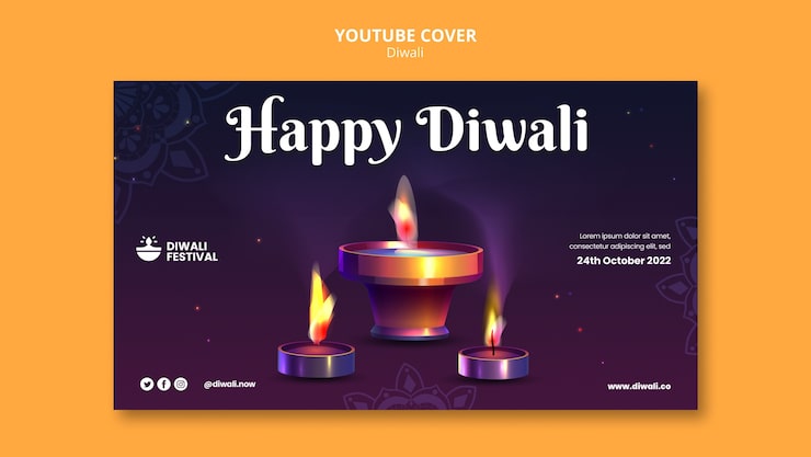 PSD gratuito plantilla de portada de youtube de celebración del festival de diwali