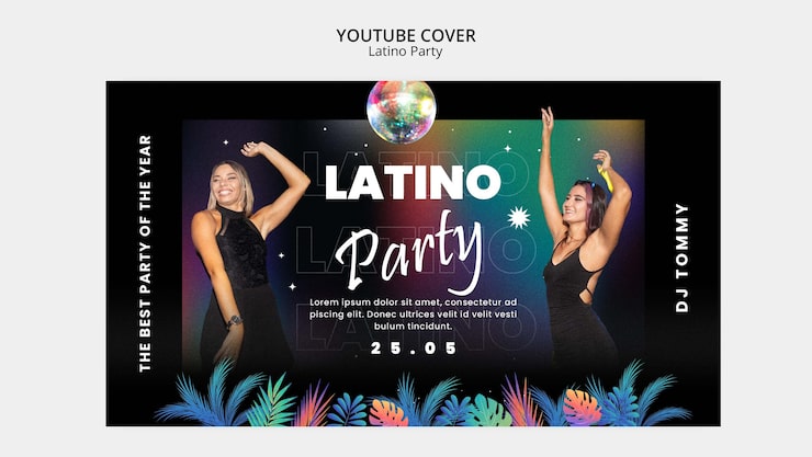 PSD gratuito plantilla de portada de youtube de fiesta latina