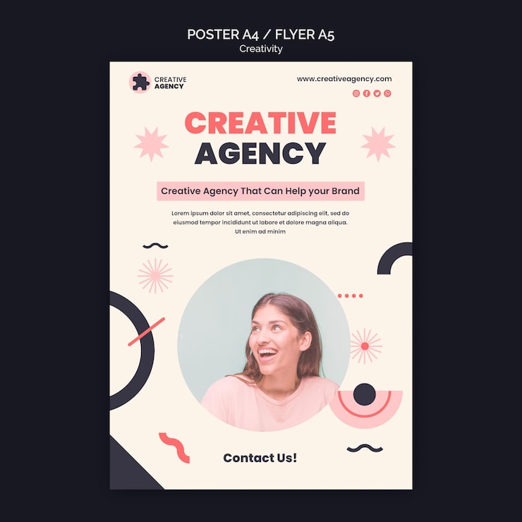 PSD gratuito plantilla de póster de agencia de creatividad