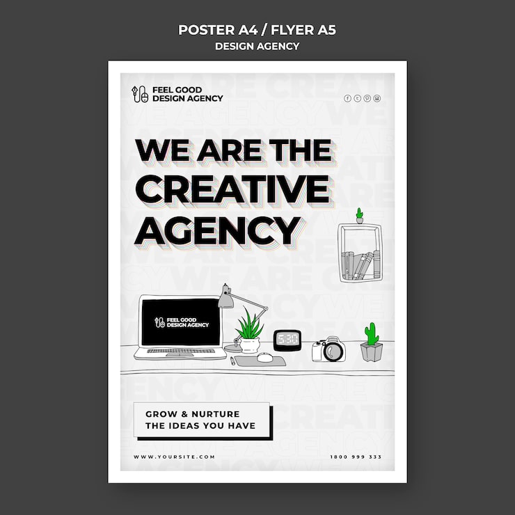PSD gratuito plantilla de póster de agencia de diseño creativo