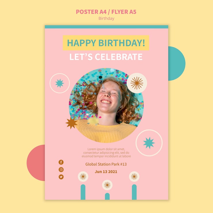 PSD gratuito plantilla de póster de celebración de cumpleaños
