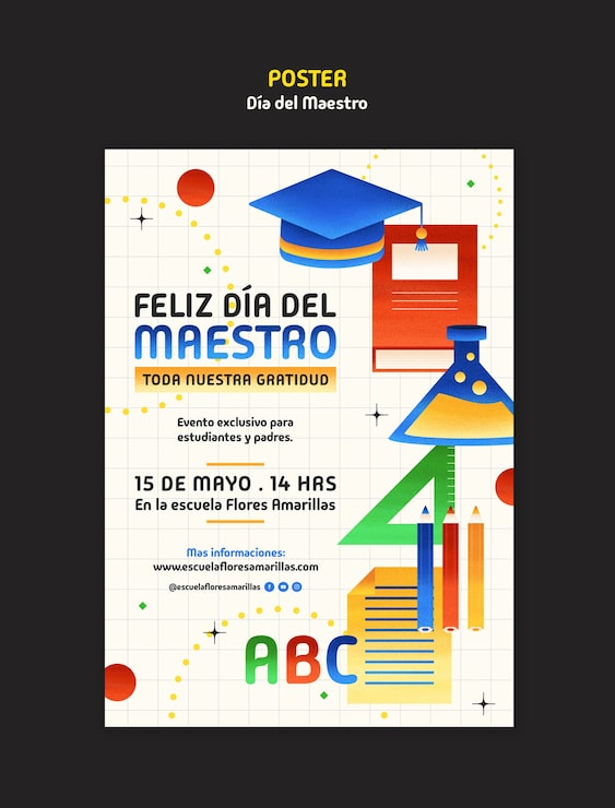 PSD gratuito plantilla de póster de la celebración del día del maestro