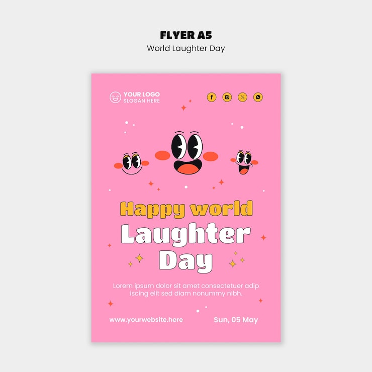 PSD gratuito plantilla de póster para la celebración del día mundial de la risa
