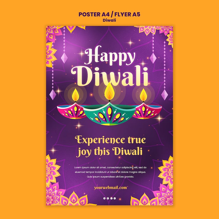 PSD gratuito plantilla de póster para la celebración de diwali