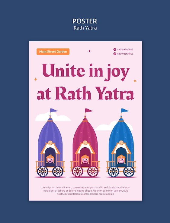 PSD gratuito plantilla de póster para la celebración de rath yatra