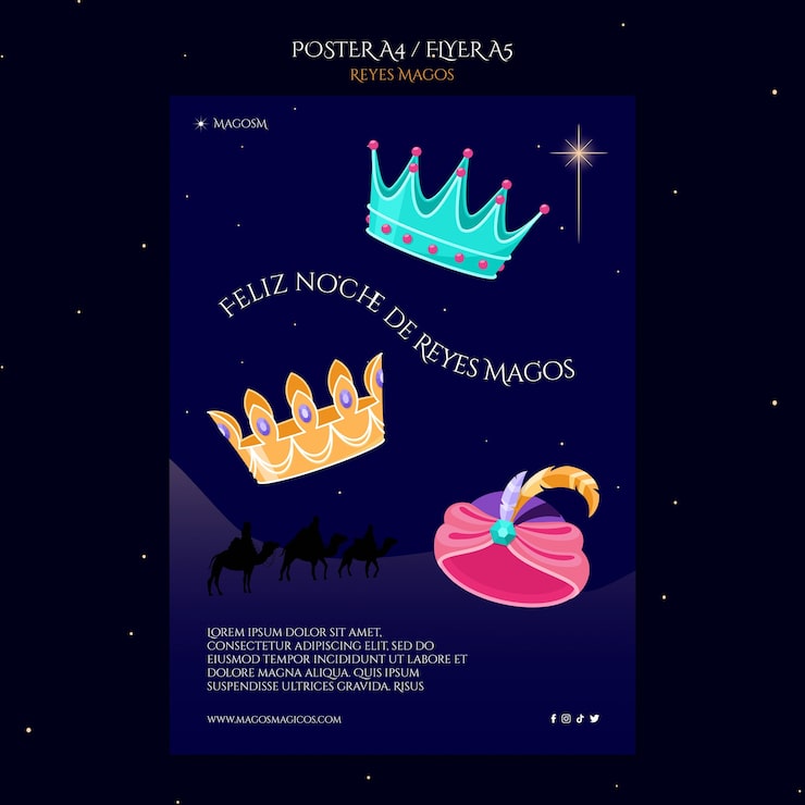 PSD gratuito plantilla de póster de celebración de los reyes magos