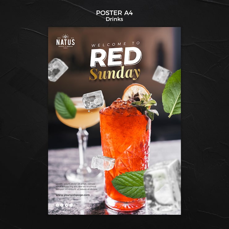 PSD gratuito plantilla de póster de concepto de bebidas