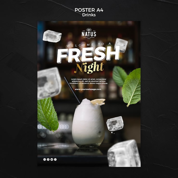 PSD gratuito plantilla de póster de concepto de bebidas