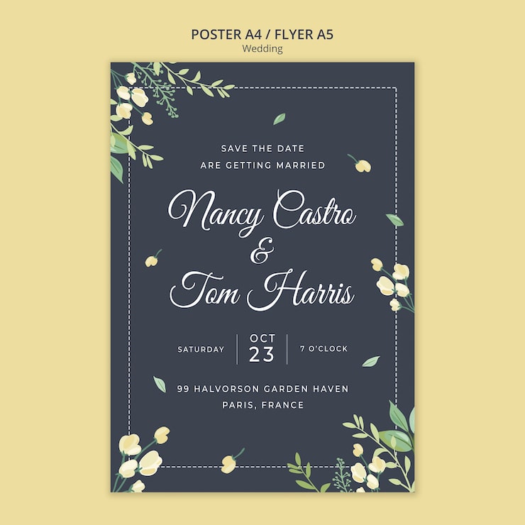 PSD gratuito plantilla de póster de concepto de boda