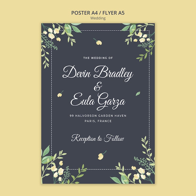 PSD gratuito plantilla de póster de concepto de boda