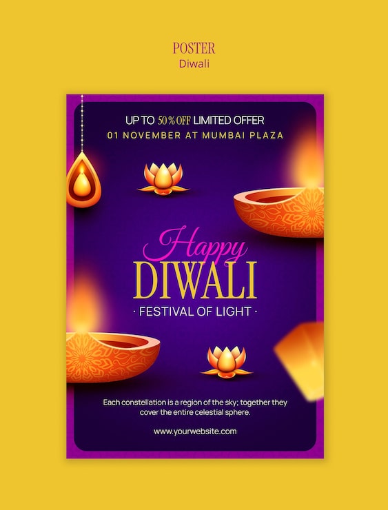 PSD gratuito plantilla de póster del festival feliz diwali
