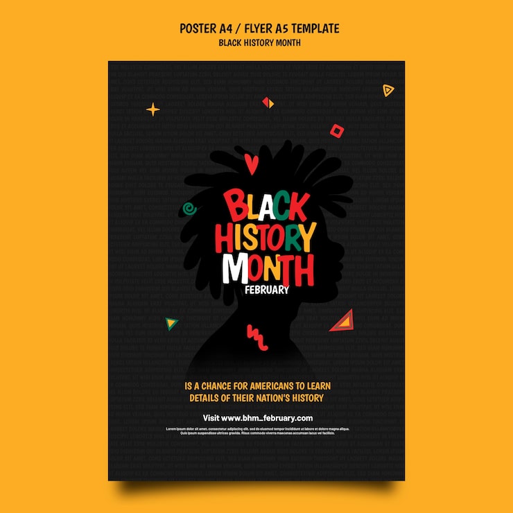 PSD gratuito plantilla de póster o volante del mes de la historia negra