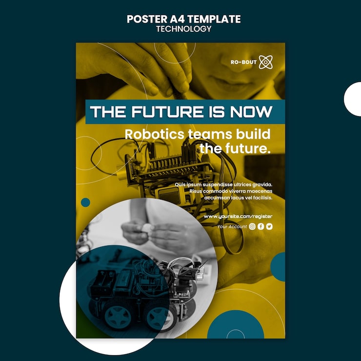 PSD gratuito plantilla de póster de tecnología