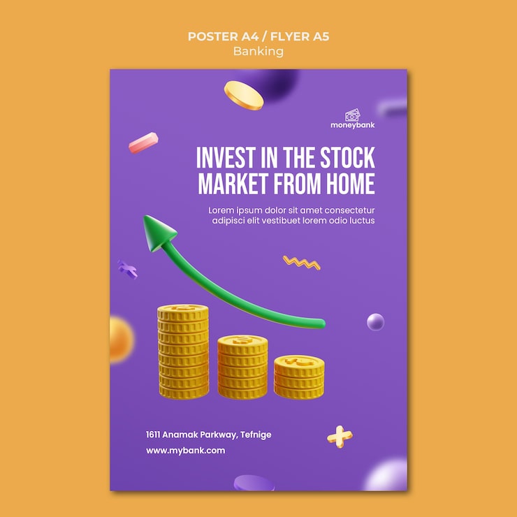 PSD gratuito plantilla de póster vertical para banca y finanzas en línea