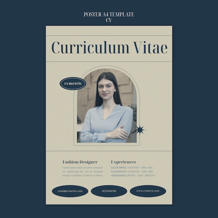 PSD gratuito plantilla de póster vertical de carrera y ocupación cv