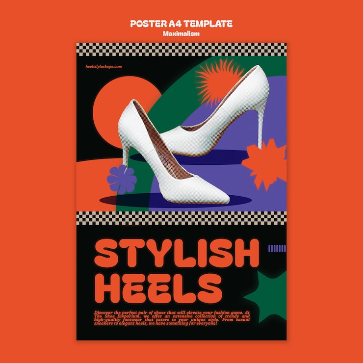 PSD gratuito plantilla de póster vertical en estilo maximalismo.