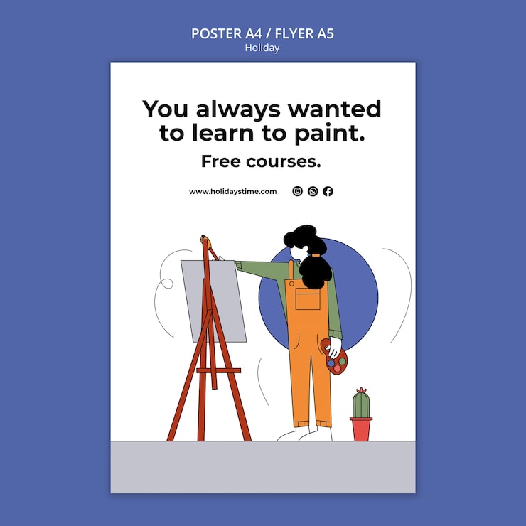 PSD gratuito plantilla de póster vertical de vacaciones desde casa