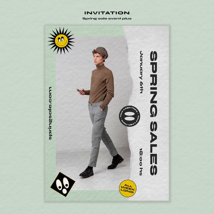 PSD gratuito plantilla de rebajas de primavera de diseño plano