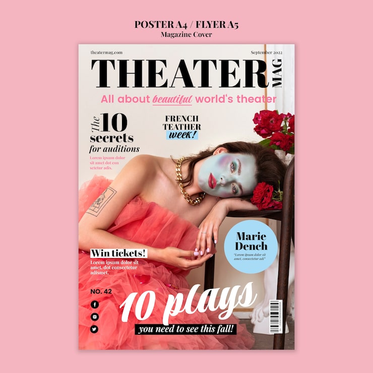 PSD gratuito plantilla de revista de diseño plano