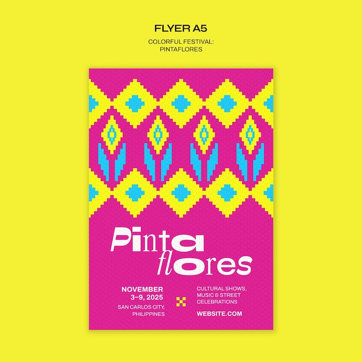 PSD gratuito plantilla vibrante de folleto del evento del festival pinta flores