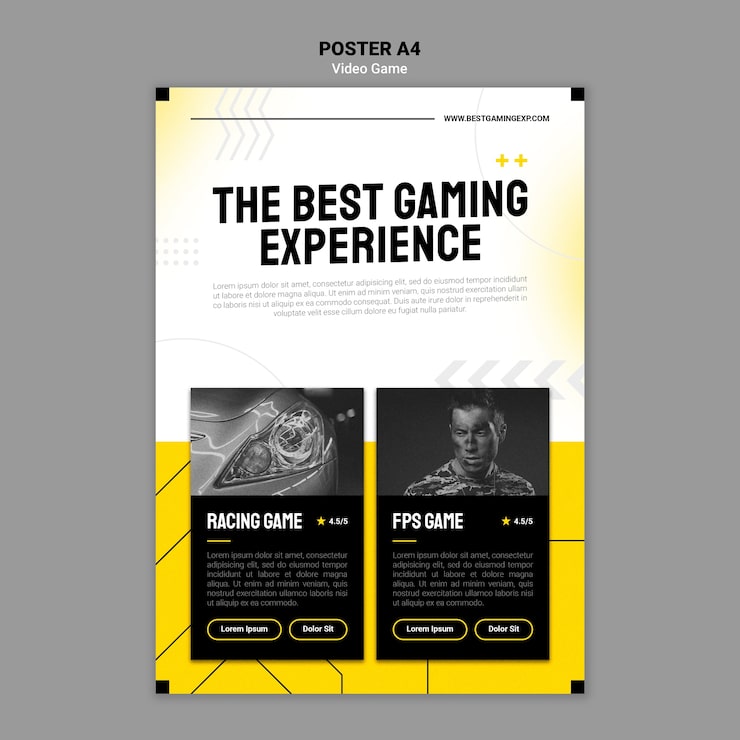 PSD gratuito plantilla de videojuegos de diseño plano