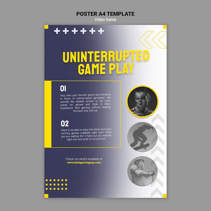 PSD gratuito plantilla de videojuegos de diseño plano