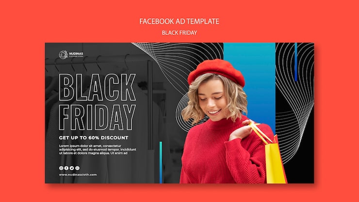 PSD gratuito plantilla de viernes negro de diseño plano