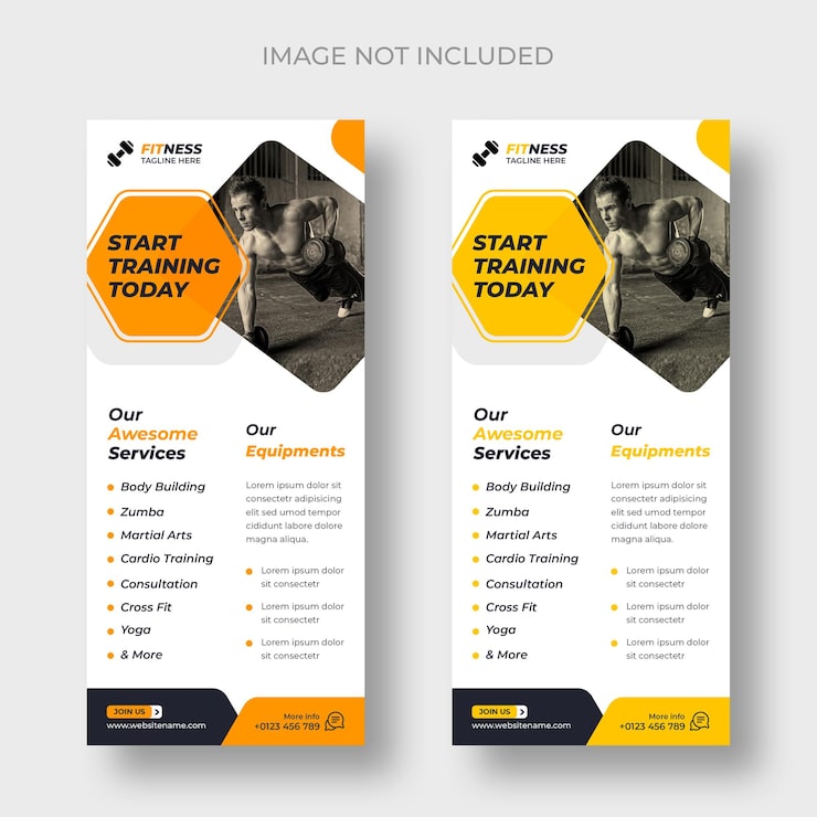 PSD gratuito plantilla de volante dl de tarjeta de rack de fitness