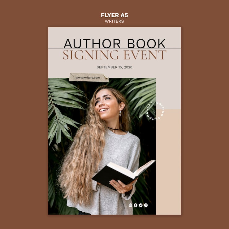 PSD gratuito plantilla de volante de evento de firma de libros de autor