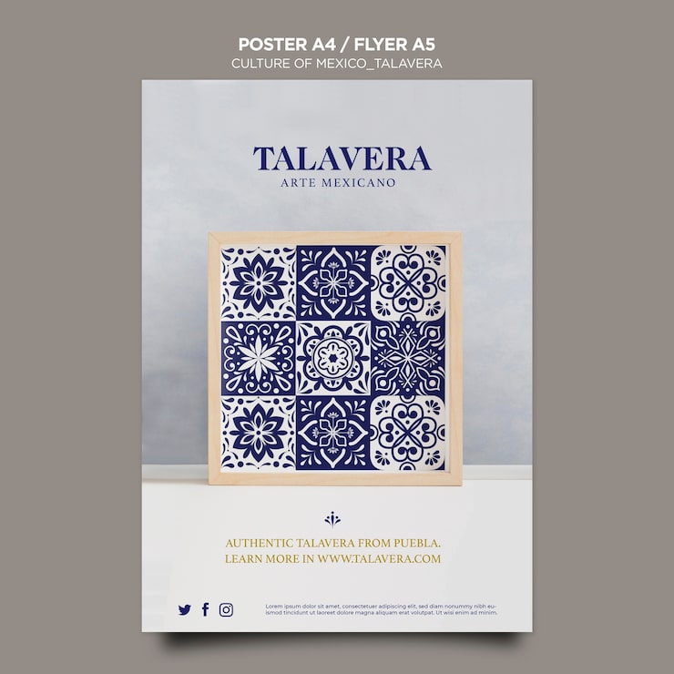 PSD gratuito plantilla de volante de talavera de cultura mexicana