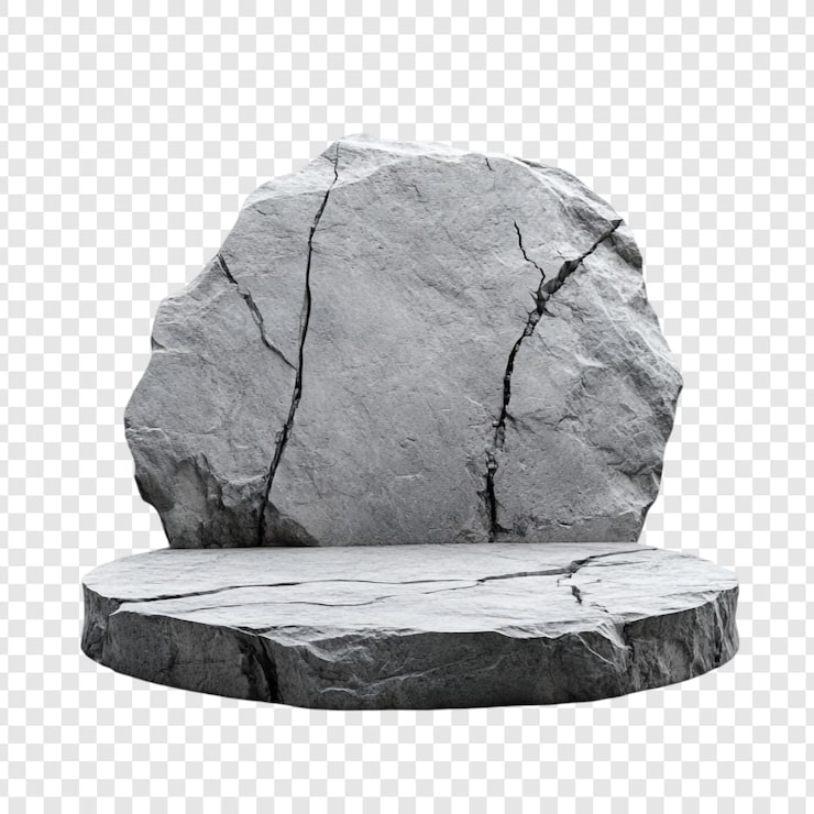 PSD gratuito plataforma de piedra agrietada y telón de fondo de roca una naturaleza muerta rústica