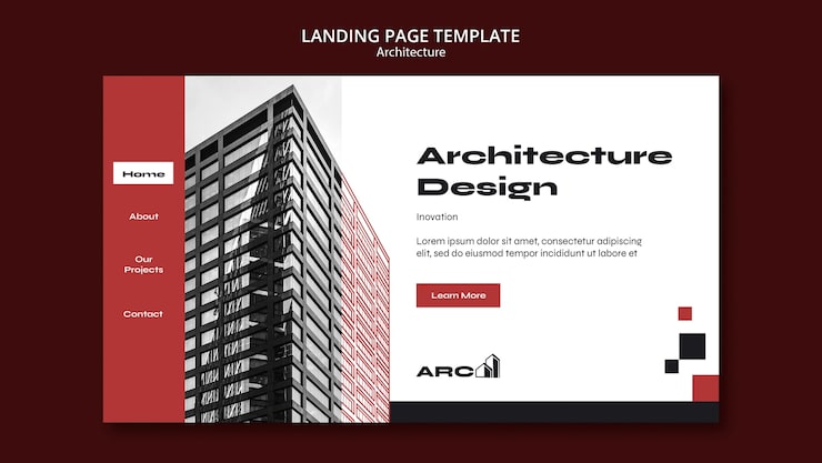 Gratis PSD platte ontwerp architectuur project bestemmingspagina